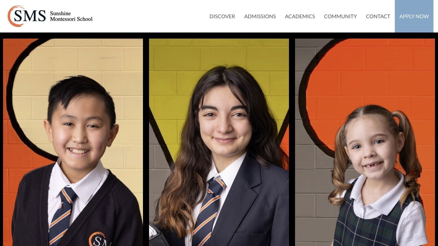 Sunshine Montessori School website homepage